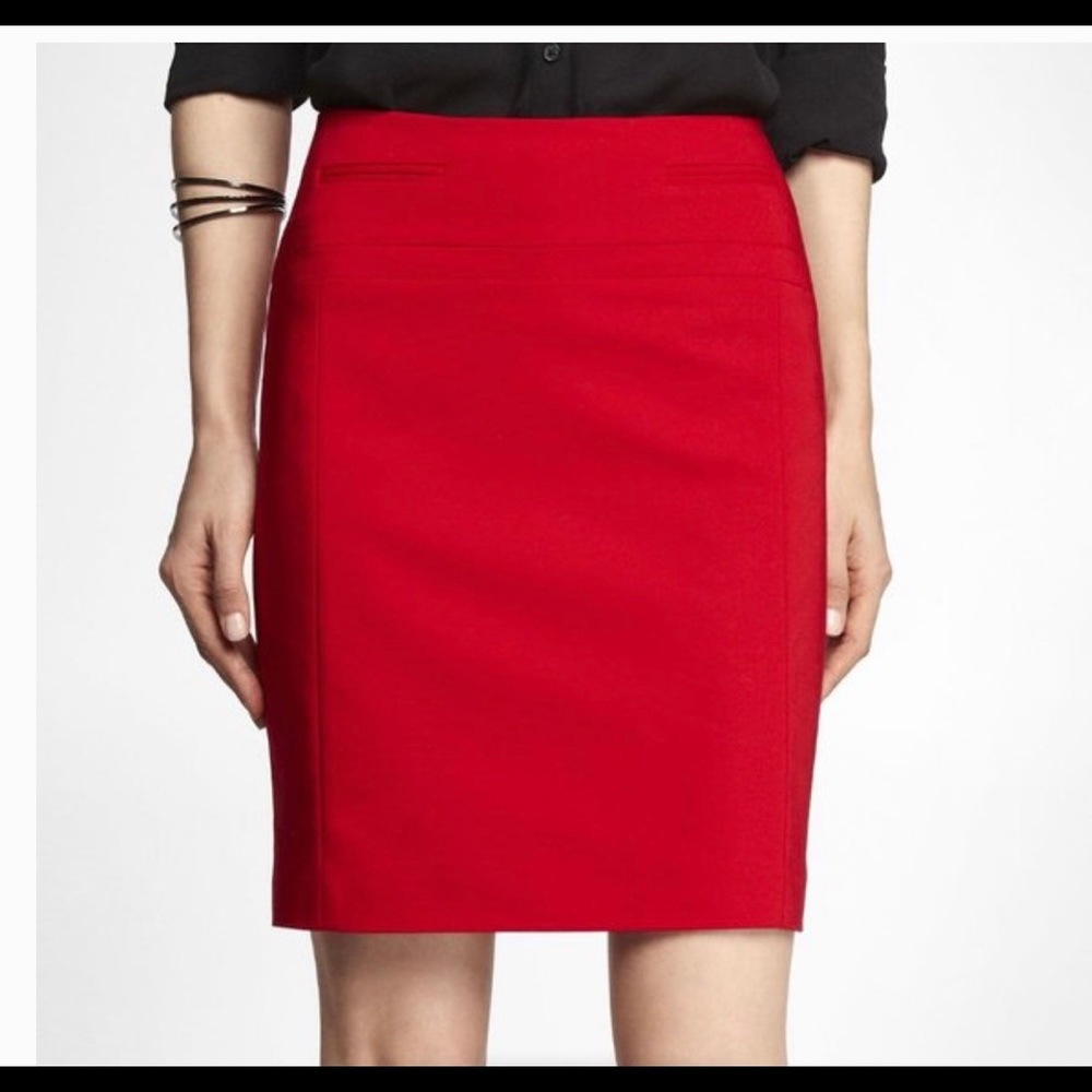 Express red size 4 pencil skirt